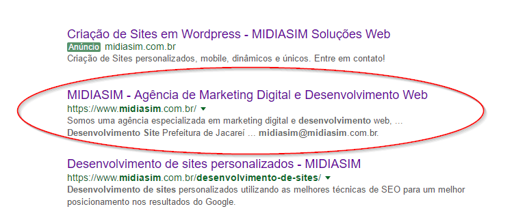 Demonstração de Pesquisa Orgânica SEO