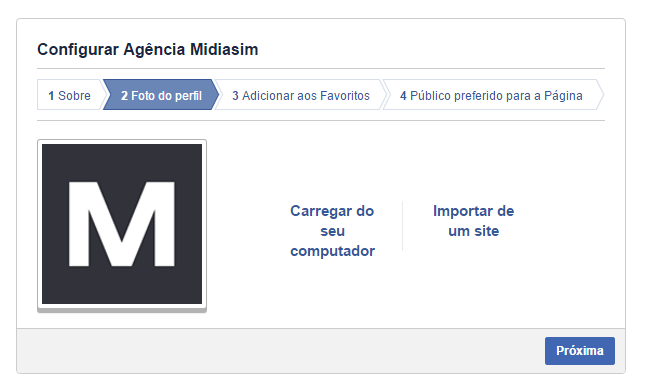Inserir foto perfil pagina Facebook